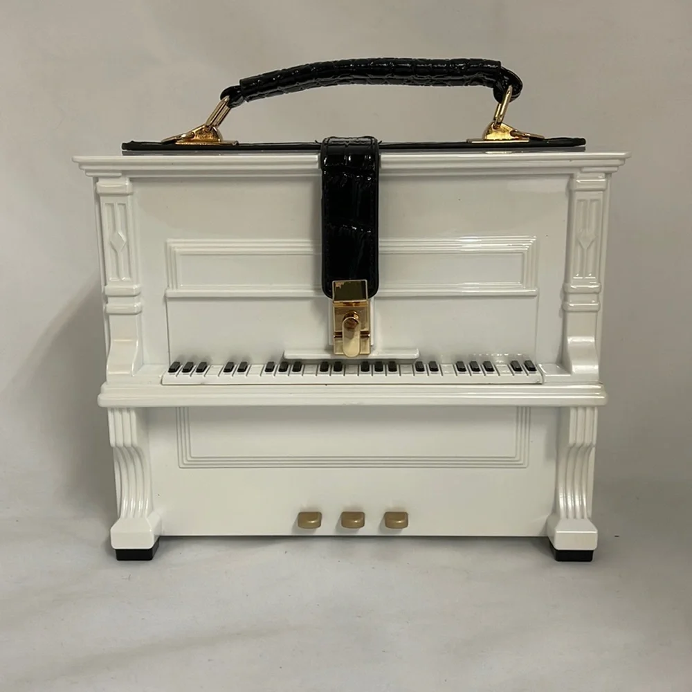 🆕 White Piano Crossbody Novelty Purse Bag - Picture 1 of 12